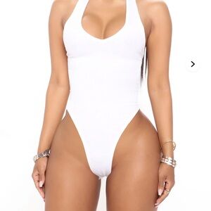 Fashion Nova Classic White One-Piece Swimsuit